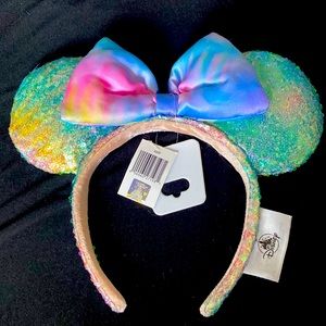 Disney Mickey ears- pastel rainbow sequin